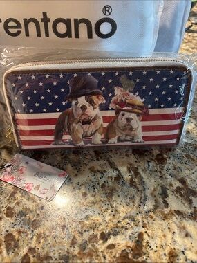 Brentano Bulldog Patriotic Double Zip Wallet - Stars & Stripes